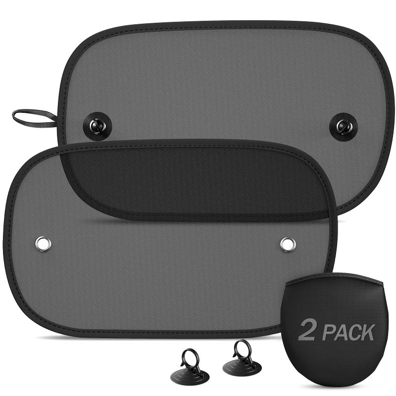 DIZA100 Car Sun Shade 2 Pack Window Shade for Baby Universal Cling Sunshade for Side Window Sun Glare and UV Protection for KidsAdultsPets  20x12 Fits 98 CarsSuction Cup Stick