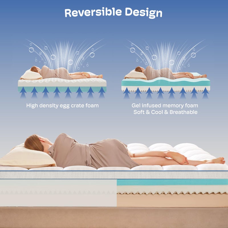 Simpledad Queen Mattress Topper, 4.5 Inch Memory Foam Mattress Topper for Back Pain & Pressure Relief - 2.5" Cooling Memory Foam Soft and Supportive + 2" Pillow Top Mattress Pad Cover, with 8-21" Deep Pocket - Image 2