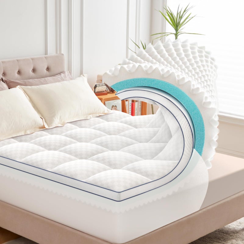 Simpledad Queen Mattress Topper, 4.5 Inch Memory Foam Mattress Topper for Back Pain & Pressure Relief - 2.5" Cooling Memory Foam Soft and Supportive + 2" Pillow Top Mattress Pad Cover, with 8-21" Deep Pocket - Image 1