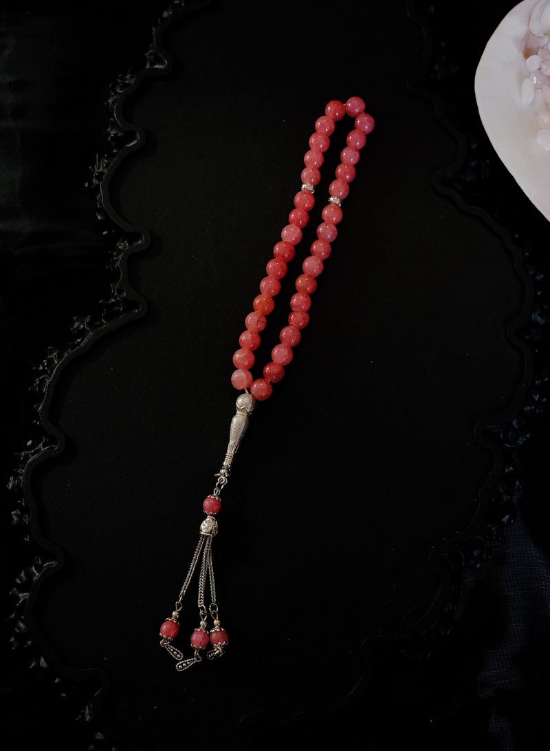 ALIENDL Islamic Gift Box – Mecca Projection Pendant Necklace with 3 Red & Pink Prayer Beads – Elegant Muslim Tasbih Set for Women - Image 4