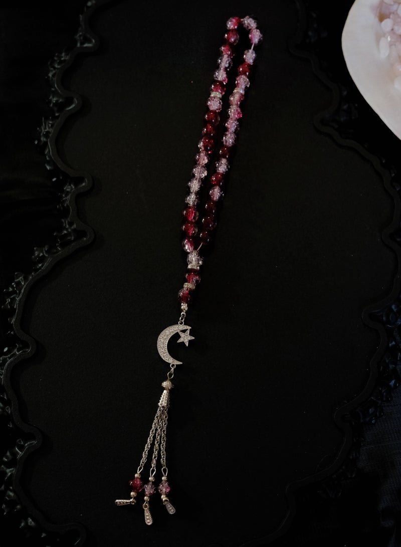 ALIENDL Islamic Gift Box – Mecca Projection Pendant Necklace with 3 Red & Pink Prayer Beads – Elegant Muslim Tasbih Set for Women - Image 5