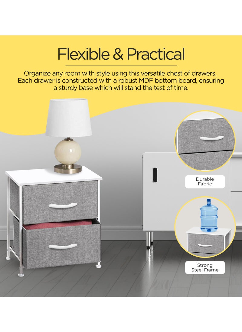 FCG Home FCG Home - Chest of Drawers, Fabric Storage Organizer Unit for Bedroom Living Room, Steel Frame, Fabric Bins & Wooden Top, Side table, night stand (2 Drawer, Grey)  - Image 4