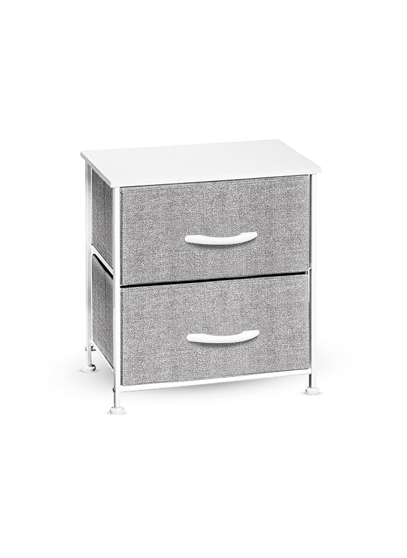 FCG Home FCG Home - Chest of Drawers, Fabric Storage Organizer Unit for Bedroom Living Room, Steel Frame, Fabric Bins & Wooden Top, Side table, night stand (2 Drawer, Grey)  - Image 1