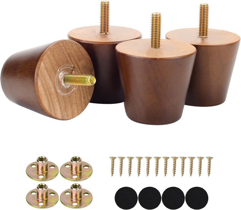 Maricome 2 Inch Furniture Feet Set of 4 Replacement Furniture Legs Predrilled M8 Bolt Short Small Wooden Legs for Chair Dresser Cabinet Ottoman Screw in - Image 1