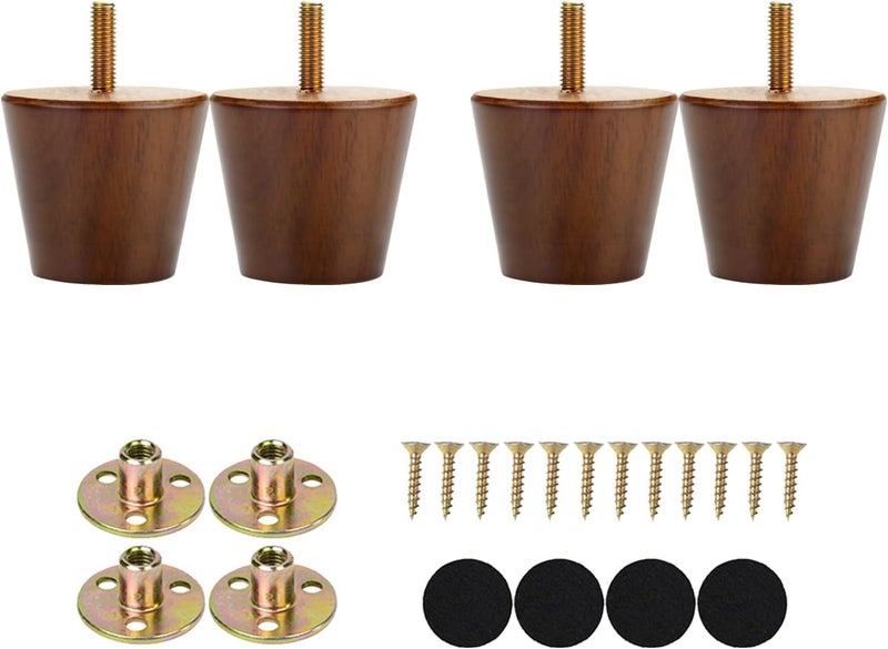 Maricome 2 Inch Furniture Feet Set of 4 Replacement Furniture Legs Predrilled M8 Bolt Short Small Wooden Legs for Chair Dresser Cabinet Ottoman Screw in - Image 4