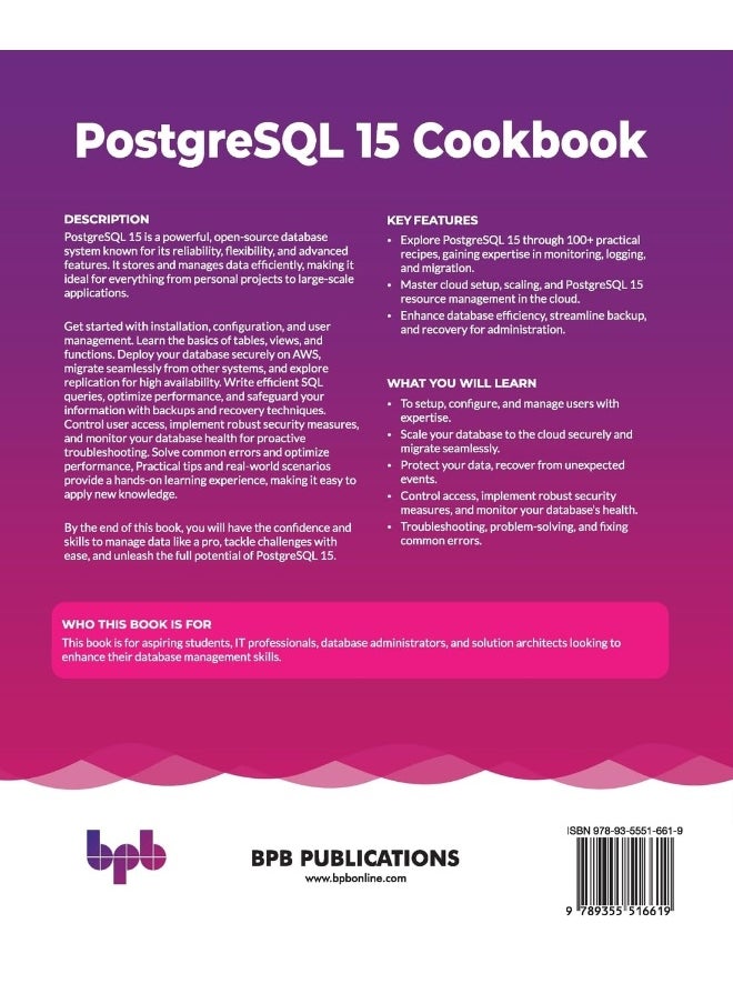 PostgreSQL 15 Cookbook: Efficient data management with 100+ recipes  - Image 2
