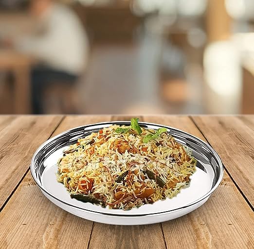 Nirvika Stainless Steel 4 pcs Thali Lunch Plate Dinner Set/Dinnerware/Serveware/Kitchenware Set Ideal for Home, Restaurants and Family Use - Image 5