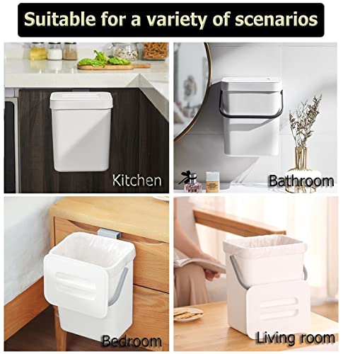 Newraturner Small Trash Can with Lid Mini Kitchen Hanging Trash Can Tightly Sealed Odor Free, Small Countertop Compost Bin for Scraps from Daily Cooking, Mountable Trash Bin for Kitchen Counter, 5L/1.3 White - Image 5