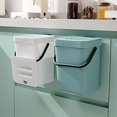 Newraturner Small Trash Can with Lid Mini Kitchen Hanging Trash Can Tightly Sealed Odor Free, Small Countertop Compost Bin for Scraps from Daily Cooking, Mountable Trash Bin for Kitchen Counter, 5L/1.3 White - Image 2
