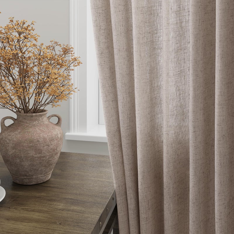 Nanspring Brownish Grey Linen Curtains 84 Inches Long for Bedroom Back Tab Light Filtering Privacy Semi Sheer Curtains Modern Farmhouse Decor Cotton Textured Curtain for Living Room 2 Panels Set 52x84 Inch - Image 4