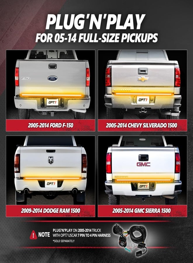 OPT7 شريط إضاءة LED ثلاثي الصفوف من ريدلاين بارلوكس OPT7 بطول 60 بوصة مع إشارة انعطاف متتابعة باللون الكهرماني، شريط إضاءة مقاوم للعوامل الجوية بإطار ألومنيوم صلب للشاحنات والبيك أب - وظائف كاملة للرجوع للخلف والفرامل والتشغيل - Image 4