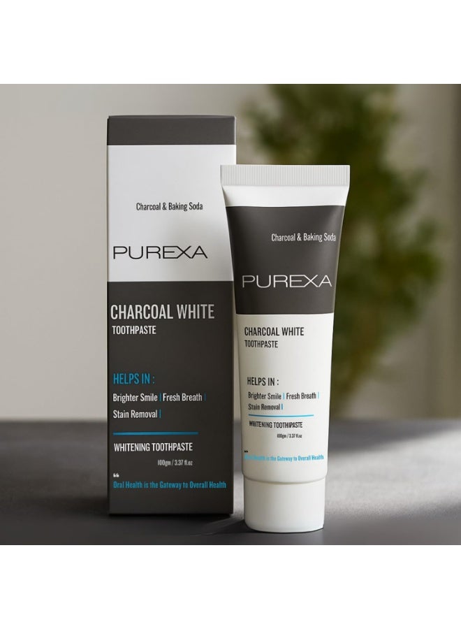 PUREXA معجون أسنان PUREXA بالفحم لتبييض الأسنان (100 جم) مع فرشاة من الخيزران وغسول للفم بنكهة الشمر والنعناع (250 مل) | تركيبة 3 في 1 للتبييض وحماية المينا | يحتوي على الفحم النشط وبيكربونات الصودا | نكهة النعناع المنعش | للبالغين والمراهقين - Image 3