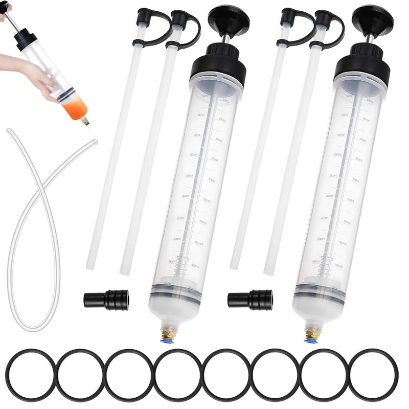 Vidroxin 2Pack 500CC Automotive Fluid Extractor Pump Manual Oil Change Syringe with 50cm Rubber Hose Manual Suction Vacuum Fuel Car Transfer for Power Steering - Image 3