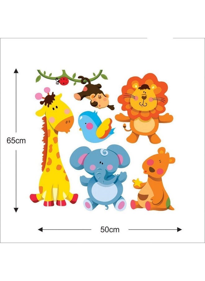 Paper Plane Design - Cartoon Cute Animals Wall Sticker Jungle Theme Kids Wallpaper Decal Sticker Waterproof - Image 1