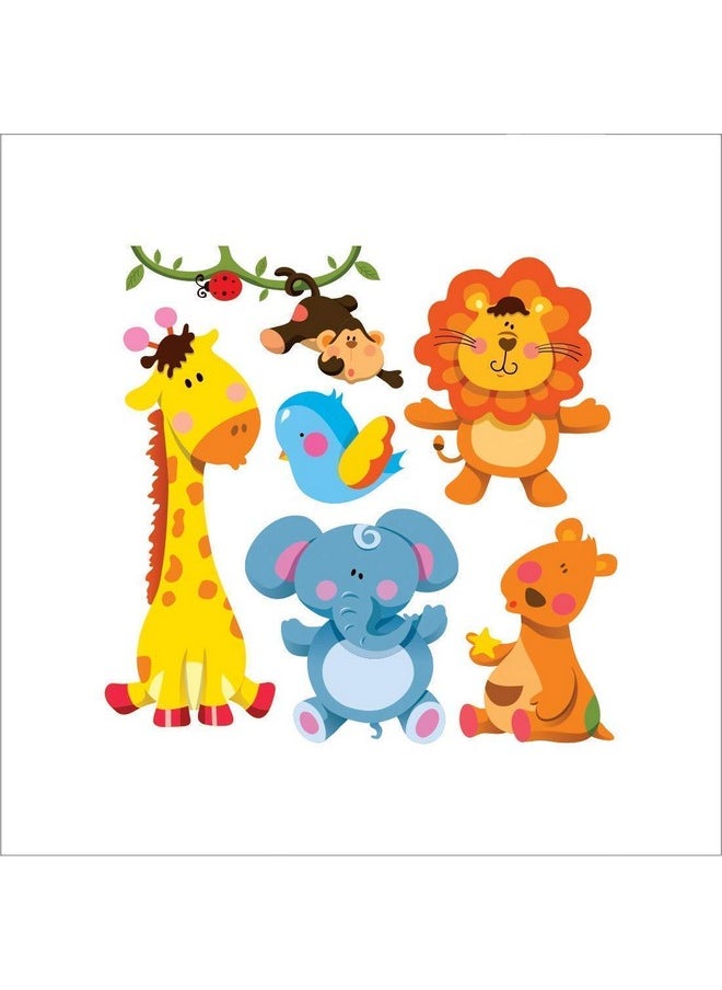 Paper Plane Design - Cartoon Cute Animals Wall Sticker Jungle Theme Kids Wallpaper Decal Sticker Waterproof - Image 1