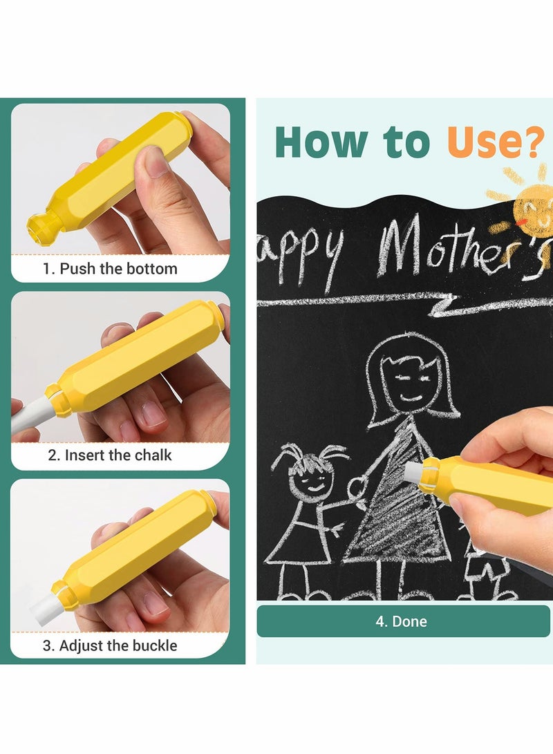 SOLARAE Magnetic Chalk Holder, Adjustable Colorful Reusable Washable Plastic Chalk Holder Set for School Teacher Office (4 Pieces, Yellow, Green, Blue, Red) - Image 4