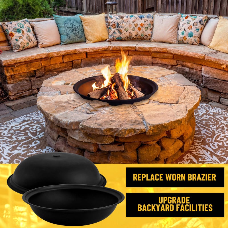 Maxdot 2 Pcs 23 Inch Outdoor Fire Pit Bowl Replacement Insert, Carbon Steel Wood Burning Fire Bowl Fits Existing Stand or Custom Firepit for Outside Backyard, Porch, Deck, Camping, BBQ Gatherings - Image 5