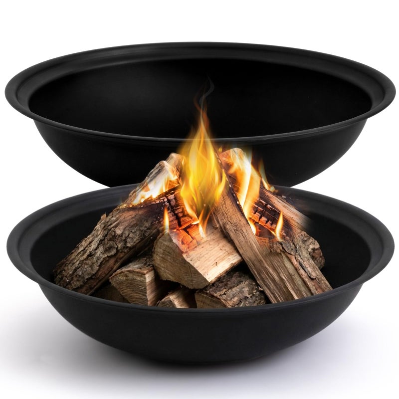 Maxdot 2 Pcs 23 Inch Outdoor Fire Pit Bowl Replacement Insert, Carbon Steel Wood Burning Fire Bowl Fits Existing Stand or Custom Firepit for Outside Backyard, Porch, Deck, Camping, BBQ Gatherings - Image 1
