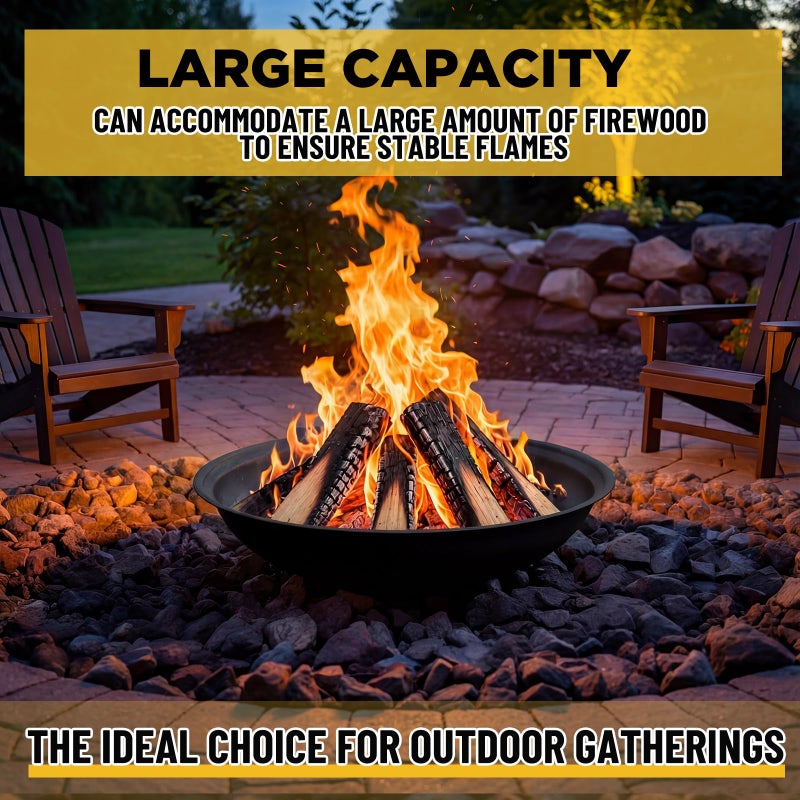 Maxdot 2 Pcs 23 Inch Outdoor Fire Pit Bowl Replacement Insert, Carbon Steel Wood Burning Fire Bowl Fits Existing Stand or Custom Firepit for Outside Backyard, Porch, Deck, Camping, BBQ Gatherings - Image 4