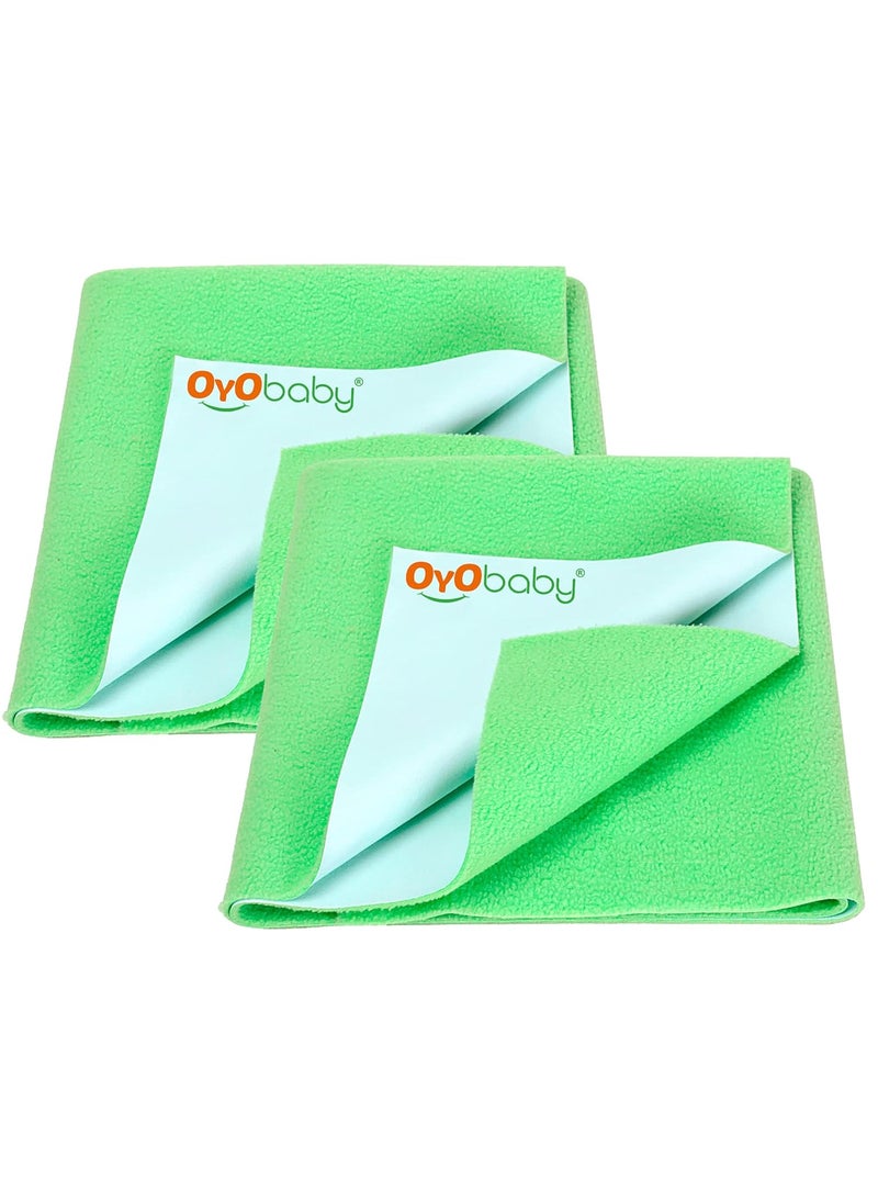 OYO BABY - OYO BABY 100% Waterproof Polycotton Toddler Baby Dry Sheet, Extra Absorbent Infant bed sheet for New Born & Toddler Baby, Baby Bed Protector for Toddler Children, Medium Size, 100 X 70 cm, Light Green - Image 1