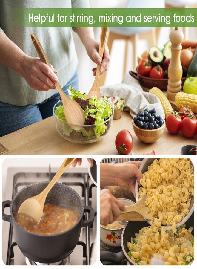 LorisArm Solid Cooking Spoon, 12.5" Large Bamboo Serving Spoons for Mixing Stirring, Wood Spoon for Nonstick Kitchen Utensils Tableware Wooden Scoop Spoon. - Image 5