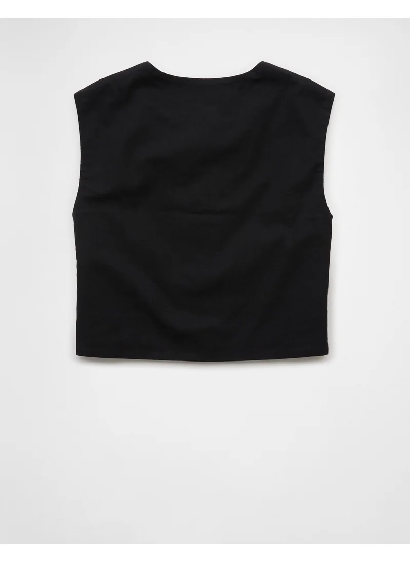 امريكان ايجل AE Boxy Button-Up Crop Top