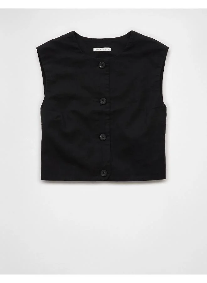 American Eagle AE Boxy Button-Up Crop Top