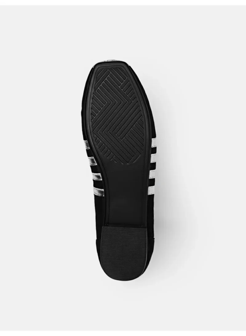 ZORIWORLD  Thunder Casual Women's Black & Silver Colourblocked Lace-Up Ballerina Flats for Women | Best Price UAE