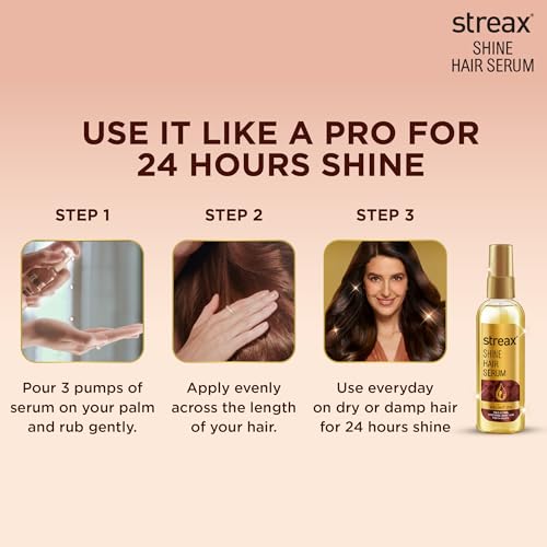 Streax Hair Serum Enriched with Walnut Oil Gives Frizz-free Satin Smooth Hair 90 ML - Image 4