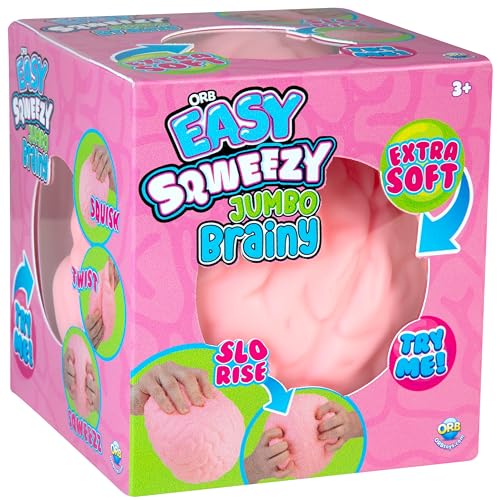 The Orb Factory ORB Easy Sqweezy Jumbo Brainy Squeeze This Big Fun Squishy Slow Rising Extra Soft Giant Brain for Stress Relief Original Sensory Fidget Novelty Toy and Gift for Kids and Adults - Image 1