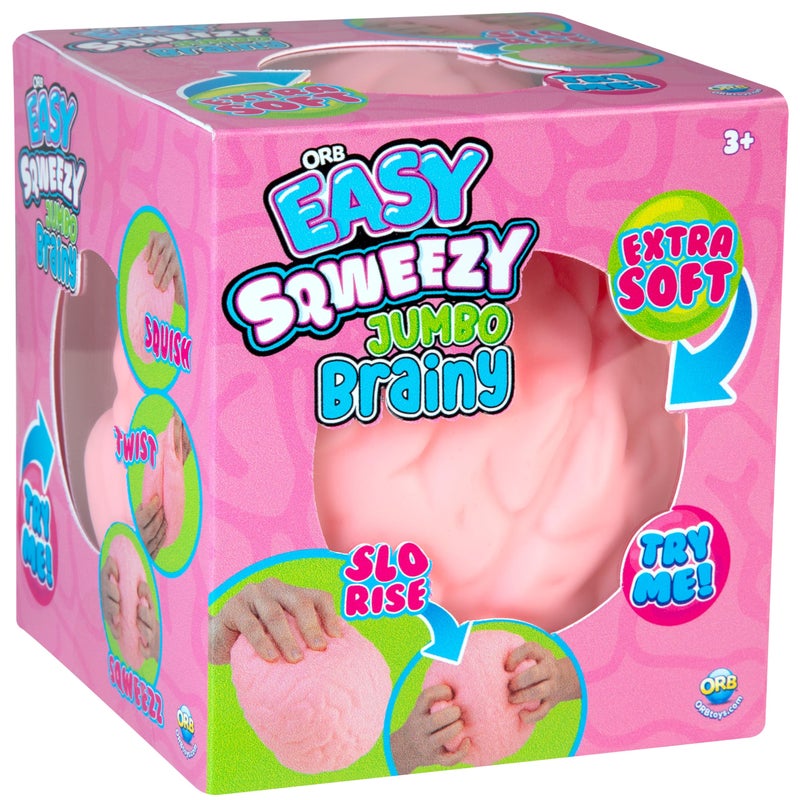 The Orb Factory ORB Easy Sqweezy Jumbo Brainy Squeeze This Big Fun Squishy Slow Rising Extra Soft Giant Brain for Stress Relief Original Sensory Fidget Novelty Toy and Gift for Kids and Adults - Image 3