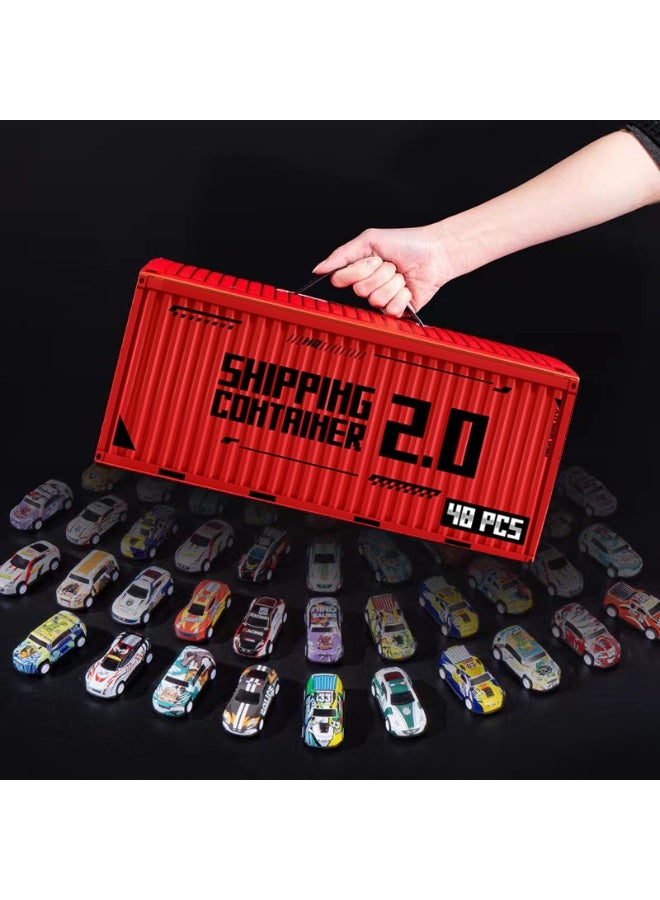 نيبمينينت سيارات لعب للأطفال، 48 قطعة من سيارات السباق الجاذبة، صندوق تخزين معدني لسيارات الحفلات، سيارات لعب للأطفال من 3 إلى 7 سنوات - Image 1