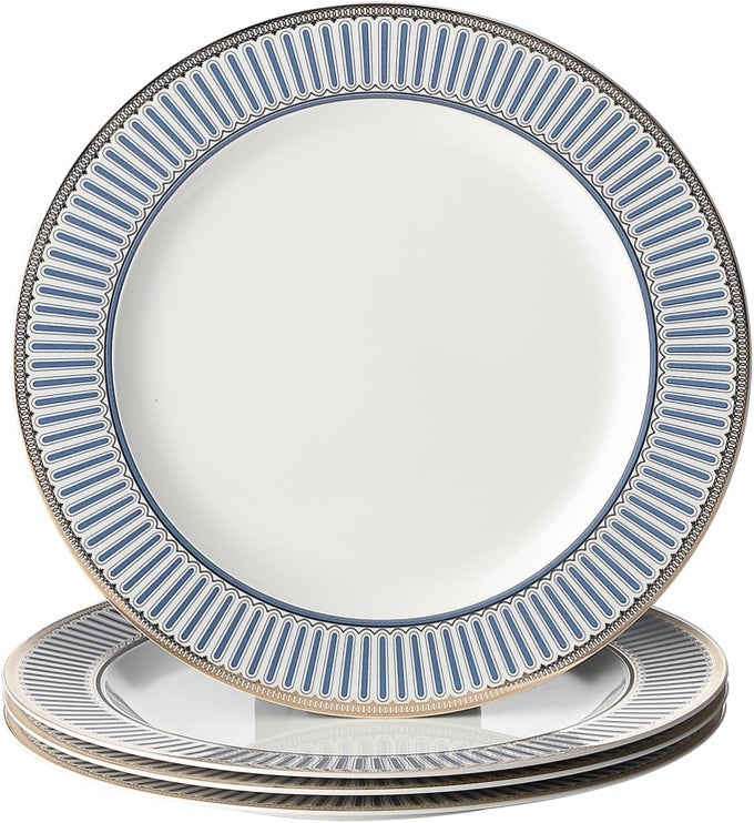 10 INCH BONE CHINA SALAD PLATES SETS OF 4 MODERN ELEGANT ROUND DISHES DESSERT PLATE SET DINNERWARE DISH SERVING PLATES FOR KITCHENNOT SUITABLE FOR MICROWAVE
