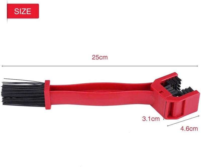 Suuonee Chain Cleaning Brush, Motorcycle Motocross Bike Bicycle Chain Crankset Cleaning Brush Wash Cleaner Tool (Red) - Image 2