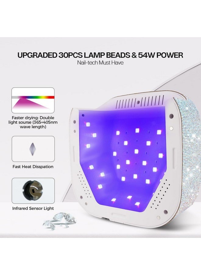 belle Uv Led Nail Lamp, Professional Uv Light For Gel Nails, Led Nail Lamp With 4 Timer Modes, Gel Nail Light Nail Dryer Decorate With Sparkling Nail Rhinestones Diamond  - Image 2