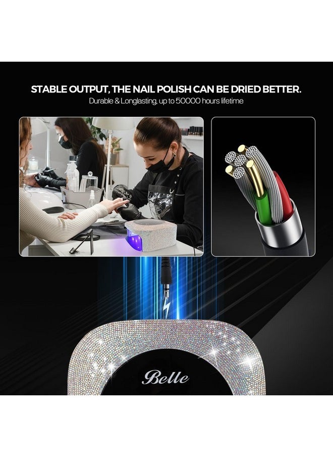 belle Uv Led Nail Lamp, Professional Uv Light For Gel Nails, Led Nail Lamp With 4 Timer Modes, Gel Nail Light Nail Dryer Decorate With Sparkling Nail Rhinestones Diamond  - Image 5