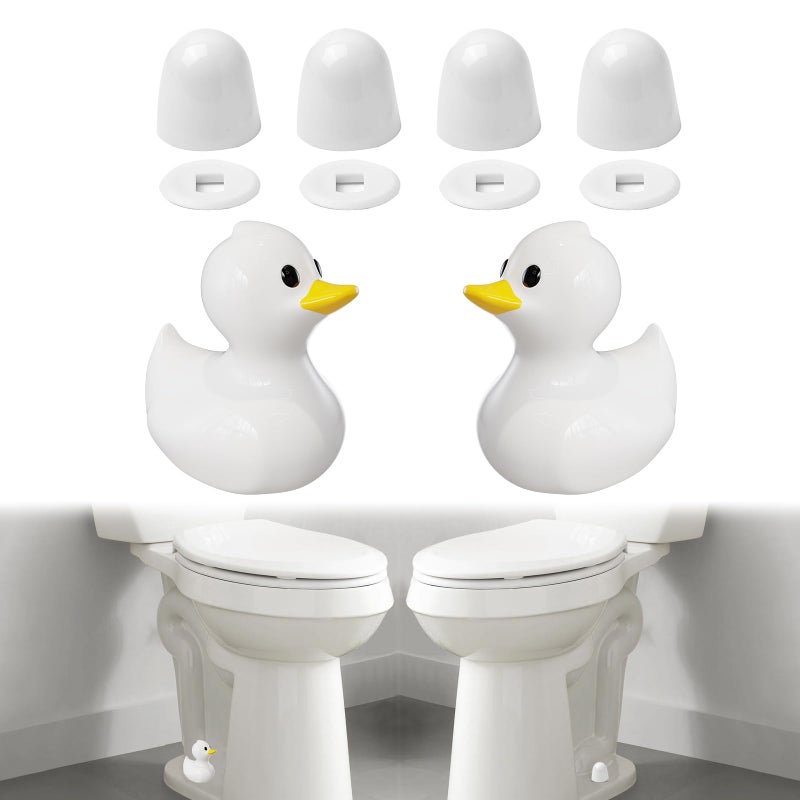 MENNTY 2Pack Ceramic White Duck Toilet Bolt Covers Decorative & 4Pack Round Caps with Washers, Cute Bathroom Decor Toilet Floor Screw Covers Christmas-Gifts for Women - Image 1