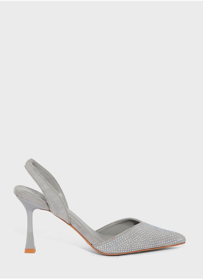 Ginger - Diamante Slingback Pointed Pump - Image 1