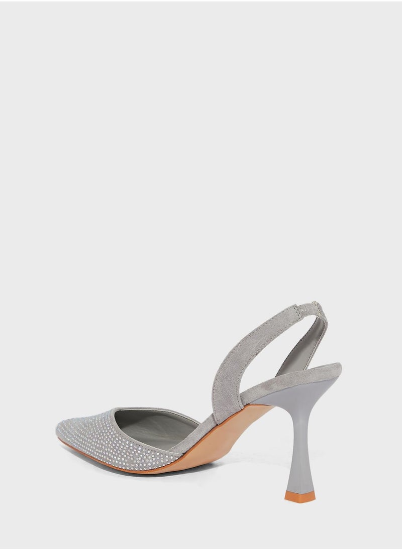 Ginger - Diamante Slingback Pointed Pump - Image 1
