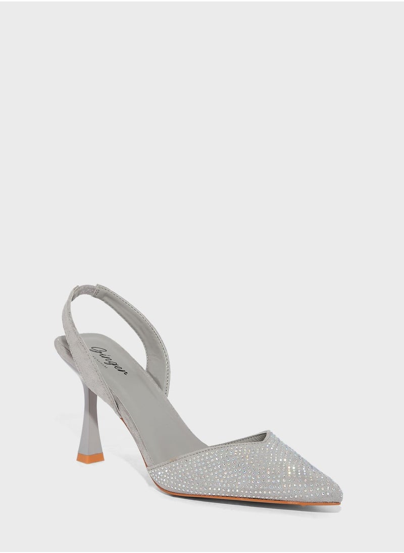 Ginger - Diamante Slingback Pointed Pump - Image 1