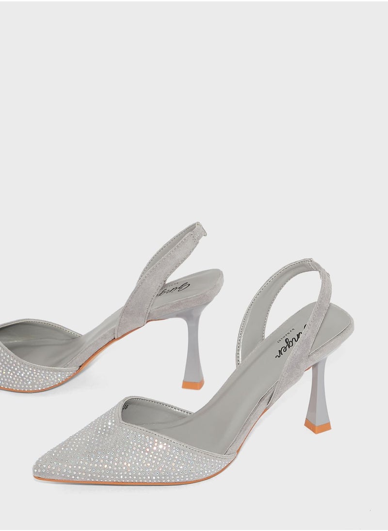 Ginger - Diamante Slingback Pointed Pump - Image 1