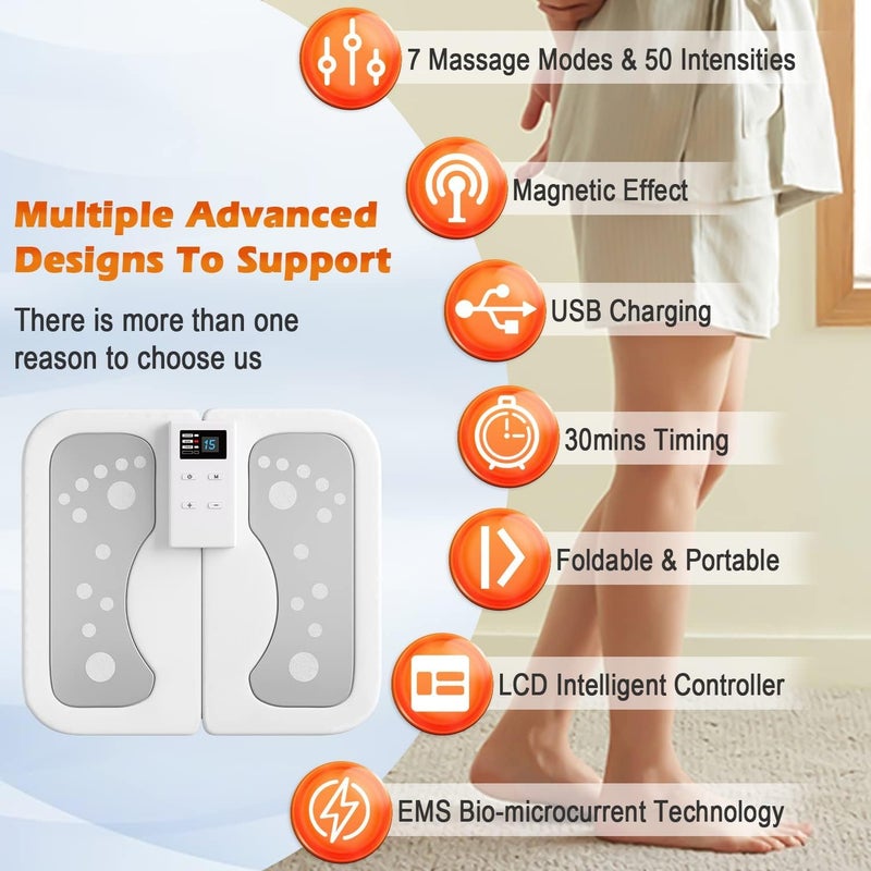 Luckam Foot Stimulator Massager for Improved Circulation, Foldable USB Feet Massager 50 Intensities &10 Modes Muscle Relaxation Foot Fatigue and Soreness Relief, for Home Office - Image 5