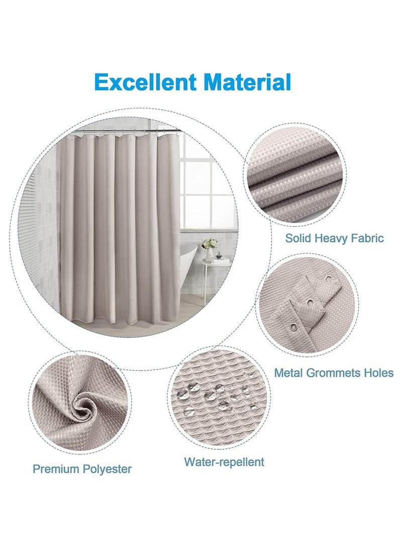 Rubik ستارة دش فاخرة قماش سميك تصميم نسيج الوافل جودة فندق 5 نجوم، مقاومة للماء والعفن بدون رائحة قابلة للغسل مع 12 خطاف للحمام (كاكي، 180 x 200 سم) - Image 3