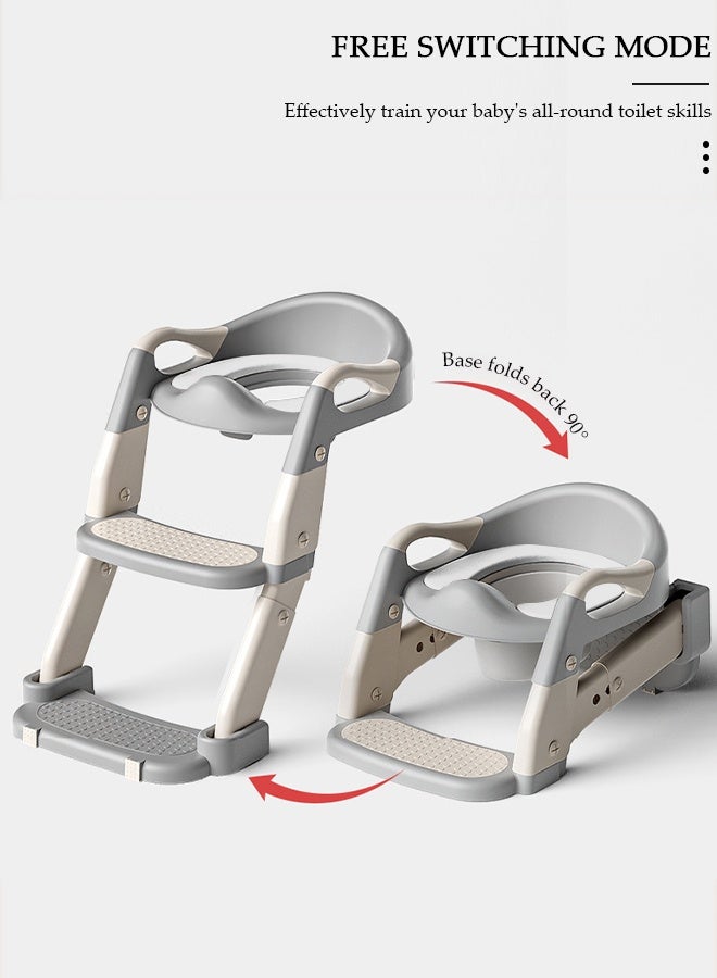 DUNISO 3-in-1 Kids Potty Training Toilet Seat with Step Stool Ladder,Toddlers-Comfortable Safe Potty Seat with Anti-Slip Pads Folding Ladder for Boys and Girls - Image 3