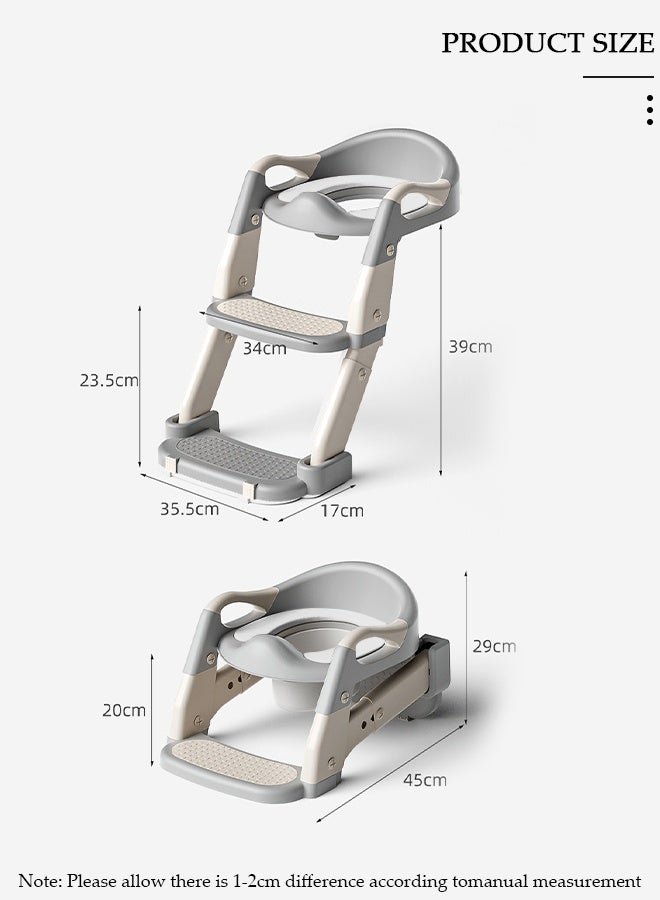 DUNISO 3-in-1 Kids Potty Training Toilet Seat with Step Stool Ladder,Toddlers-Comfortable Safe Potty Seat with Anti-Slip Pads Folding Ladder for Boys and Girls - Image 2