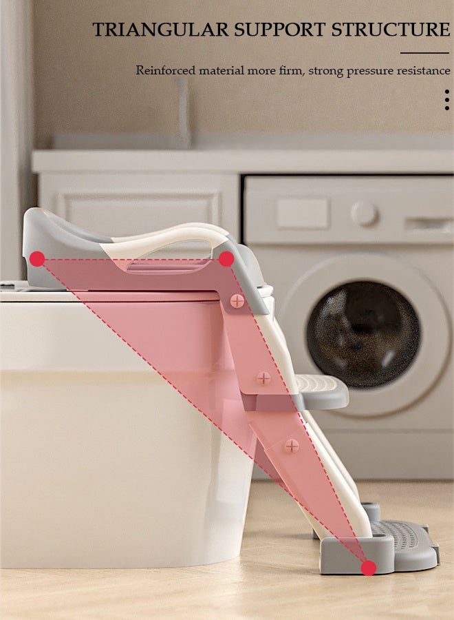 DUNISO 3-in-1 Kids Potty Training Toilet Seat with Step Stool Ladder,Toddlers-Comfortable Safe Potty Seat with Anti-Slip Pads Folding Ladder for Boys and Girls - Image 5