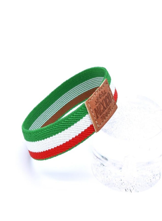 BDM Mexican Flag Bracelet, Elastic Mexican Bracelet, Engraved Leather, Size for Men and Women - Image 3