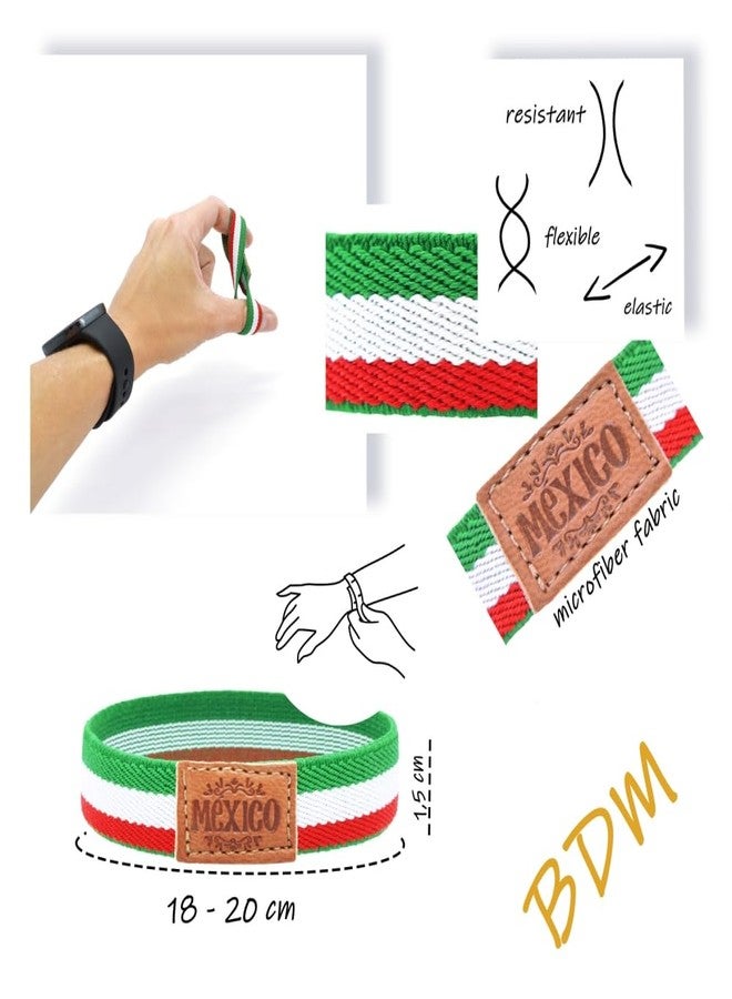 BDM Mexican Flag Bracelet, Elastic Mexican Bracelet, Engraved Leather, Size for Men and Women - Image 2