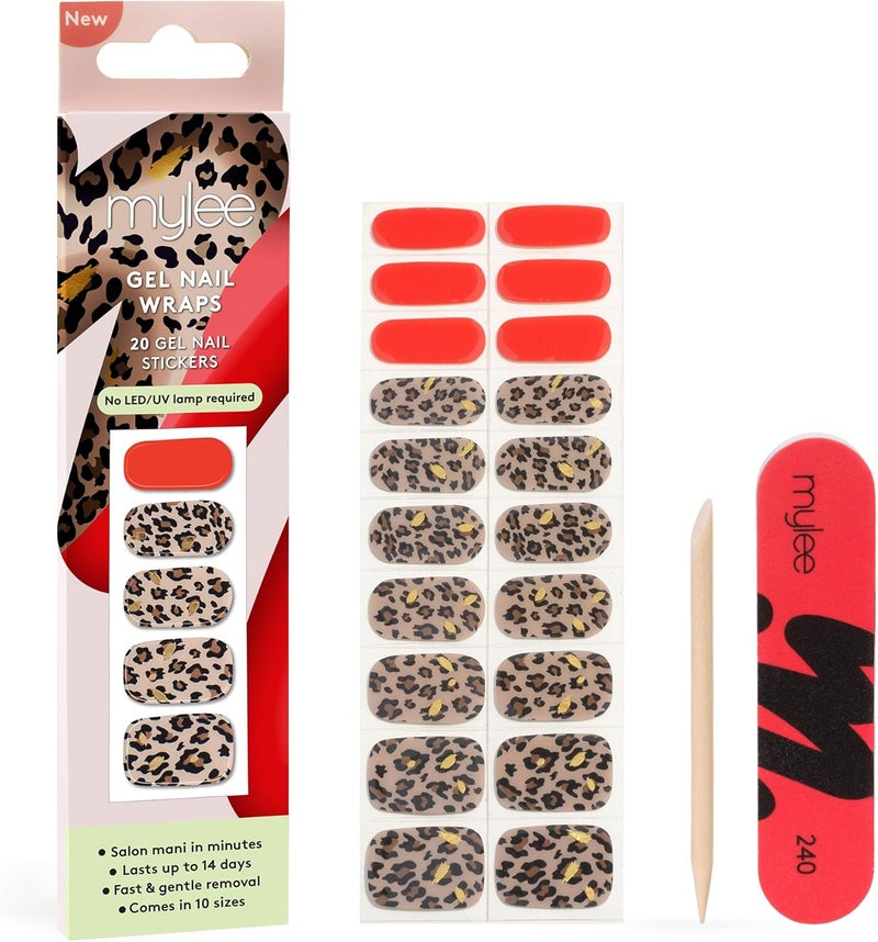 Mylee Gel Nail Wraps Wild Things 10 PreCured Gel Stickers for Instant Mani No Lamp Needed ChipResistant Glossy Finish Lasts Up to 14 Days Easy to Apply Vegan CrueltyFree