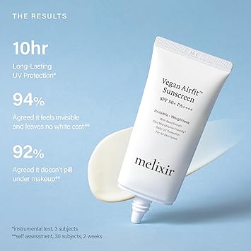 Melixir Vegan Airfit Sunscreen SPF 50 PA Korean Face Sun Lotion Moisturizing Daily Protection for Sensitive Skin No White Cast Lightweight Soothing Hydrating Skincare Reef Safe 50ml - Image 4